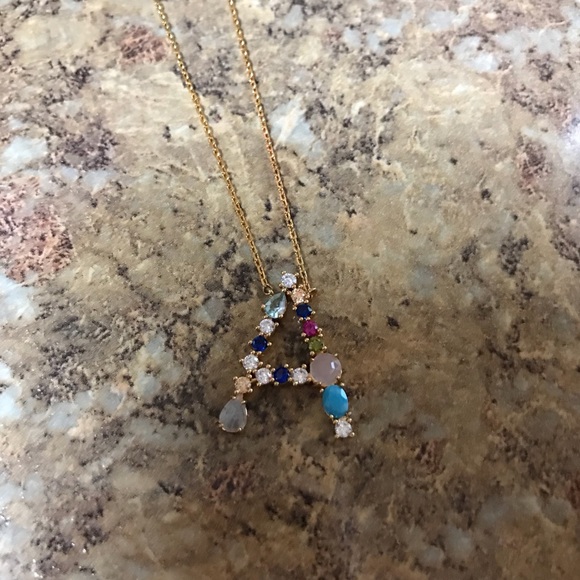 Anthropologie Monogram Gem Necklace - Picture 5 of 6